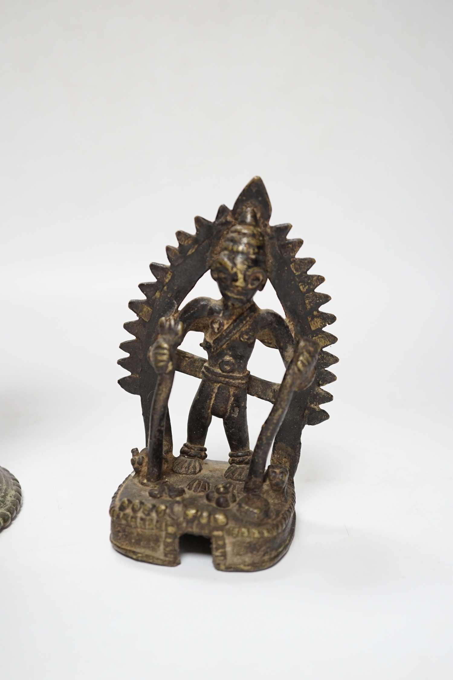 An 18th century Indian bronze figure of Garuda and an 18th century Indian Bronze statue of Shiva Yogi, largest 23cm high